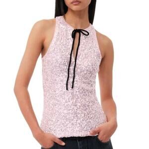 Ganni 3D Sequin Top Mauve Chalk